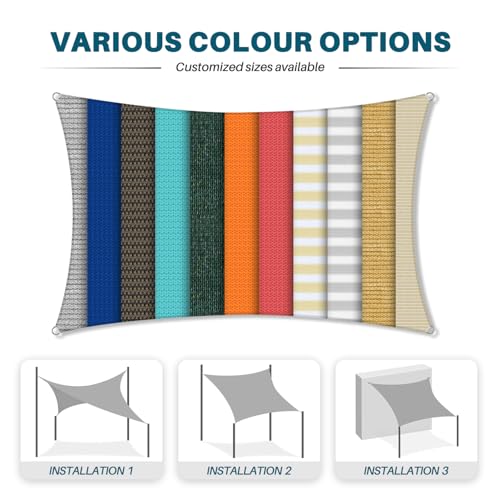Coarbor 4' x 5' Sun Shade Sail Rectangle Canopy Outdoor Sunshine Block Shade Cover for Patio Backyard Lawn Garden Outdoor Deck (Beige)