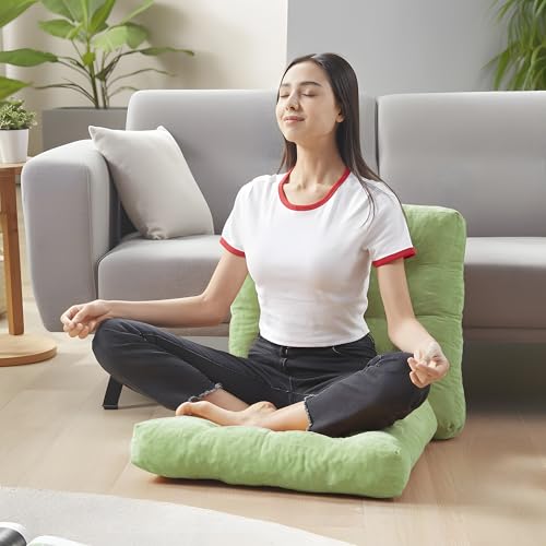 Degrees of Comfort Meditation Floor Pillow, Square Large Pillows Seating for Adults, Tufted Corduroy Cushion for Living Room Tatami, Green 22x22 Inch - color: Square | Green | 1 Pack, size: 1 Pack