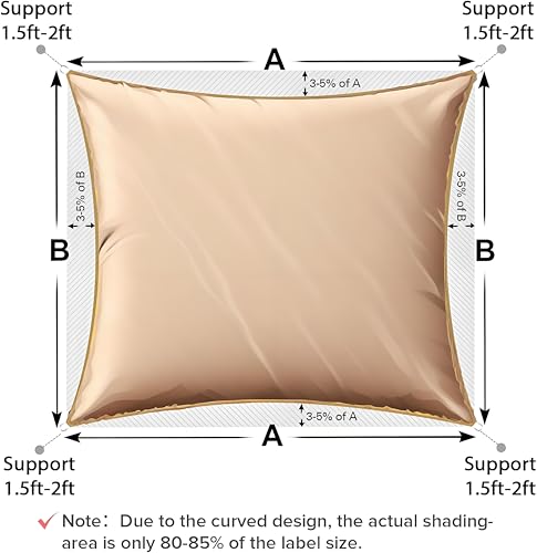 Sun Shade Sail 7' x 16' Cream Rectangle Canopy Sail Shade Cover 95% UV Block Permeable Sunshade Outdoor for Patio Yard - color: Cream, size: 7' X 16'