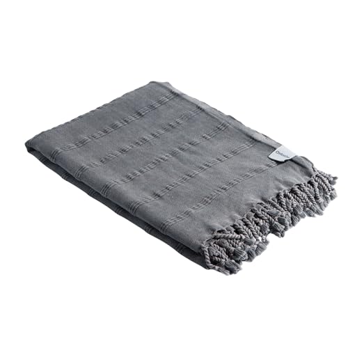InfuseZen Stonewashed Turkish Bath & Beach Towel –100% Organic Turkish Cotton - Soft, Lightweight, Absorbent - Quick Dry, Sand Free - Swim, Pool, Shower, Travel - Peshtemal, Hammam Spa Towel - Black - color: Black