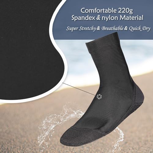 OMGear Water Socks Sand Proof Booties Quick Dry Swim Dive Socks for Sand Soccer Beach Volleyball - color: High Cut/Black, size: X-Large