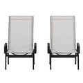 Flash Furniture Brazos Set of 2 Adjustable Chaise Lounge Chairs with Arms, All-Weather Outdoor Five-Position Recliners, Black/Gray - color: Gray/Black, size: Set of 2