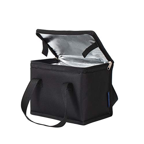 Foldable Lunch Bag Insulated Lunch Box Water-Resistant Leakproof Soft Cooler Bag Black 10 cans