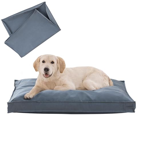 Dog Bed Covers Replacement Washable, Waterproof Dog Bed Cover with Zipper, 36Lx27Wx3H inch Durable Oxford Pet Bed Cover for Outdoor/Indoor Use, Cover Only, Blue-Gray - color: Blue-Gray, size: 36*27*3 inch