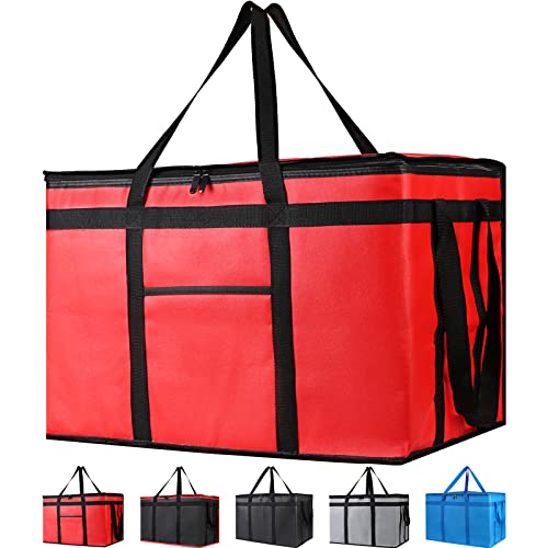 Bodaon Insulated Food Delivery Bag for Pizza Delivery, Grocery Cooler Bag, Food Warmers for Parties, Catering Supplies for Rideshare, Thermal Bags for Cold and Hot Food Carrier (Red, XXX-Large, 1-Pack - color: Red, size: XXX-Large