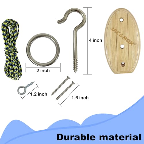 Hook and Ring Toss Game Swing Game DIY Kit -Stainless Steel Ring, Polyester Rope and Hardware - style: short board -green 1