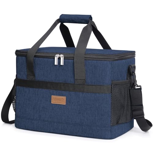 Lifewit Cooler Bag 30/50/60 Cans Collapsible and Insulated Large Lunch Bag Leakproof Soft Cooler Portable Tote for Camping/BBQ/Family Outdoor Activities - color: Dark Blue, size: 30-Can(20L)