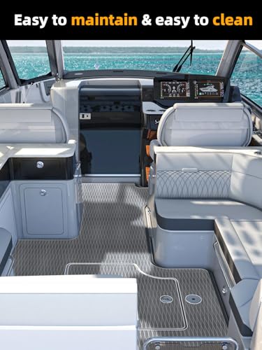 FOCEAN Boat Flooring EVA Foam Boat Decking Marine Mat Non-Slip Self-Adhesive Flooring Sheet for Motorboat Jon Boats Bass Boat Kayak RV Floor, 94.5''x 15.7'', Grey with White Lines - color: Grey With White Lines, size: 94.5"L x 15.7"W x 0.2"Th