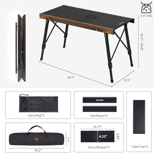 Naturehike Upgraded IGT Camping Table, Height Adjustable IGT Cook System, Folding Portable Camp Table for Outdoor Picnic Car RV Trip Patio Backyard BBQ - style: Upgraded
