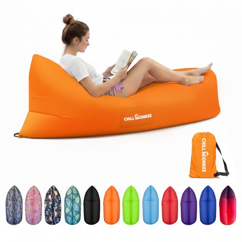 Portable Inflatable Lounger for Beach & Camping – Self-Inflating Air Couch, Beach Sofa, and Outdoor Lounge Chair for Relaxation and Comfort - color: Orange