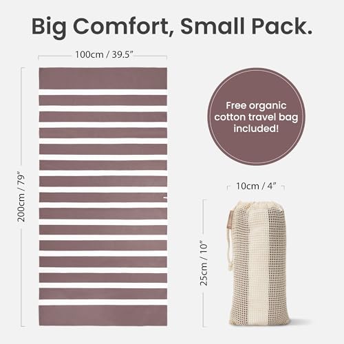 SummerSand Microfiber Beach Towel Extra Large (79 x 39.5 in) - Quick Dry, Sand Free - Compact and Lightweight for Travel - Recycled Materials - Travel Bag Incl - Oversized Pool Towel – Dusty Rose - color: Dusty Rose, size: 79x39.5"