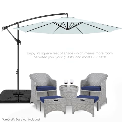Best Choice Products 10ft Offset Cantilever Hanging Market Patio Umbrella, 8 Sturdy Ribs, Easy Adjustment - Baby Blue - color: Baby Blue, size: Offset