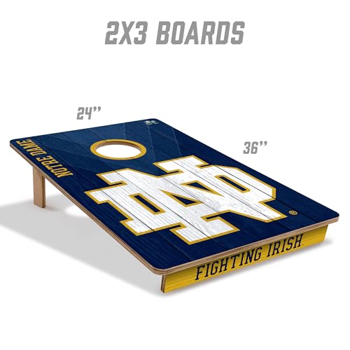 YouTheFan NCAA 2’ x 3’ Wood Cornhole Game with Logo Bags - color: Notre Dame Fighting Irish, size: 2' X 3'