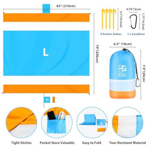 Sand Proof Beach Blanket, 79" X 83" Large Oversized Waterproof Sandless Beach Mat for 4-8 Adults, Outdoor Lightweight Compact Sand Free Picnic Blanket for Beach Travel Camping Hiking Picnic - color: Bworange1