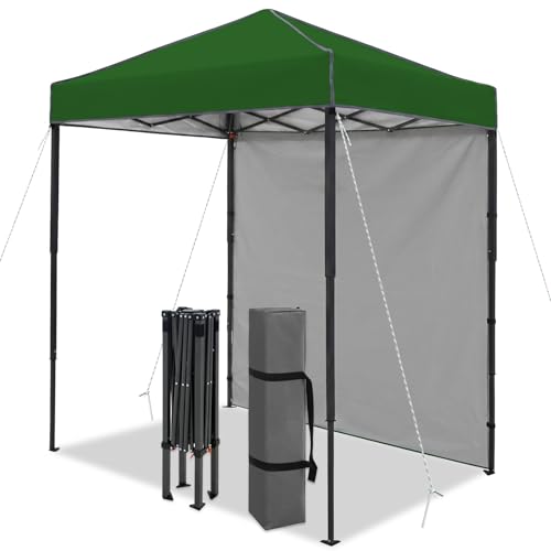 6x4 Pop Up Canopy Tent with One Wall Panel, Instant Portable Beach Canopy, Outdoor Tent with Carry Bag for Camping, Sports, Tailgating, Events, Green - color: Green, size: With One Wall