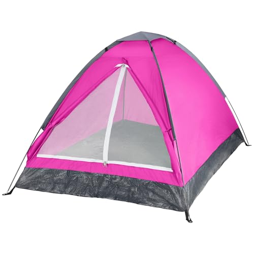 2 Person Outdoors Camping Tent with Rain Fly and Carrying Bag - Lightweight Outdoor Pop Up Tents for Camping Essentials, Music Festivals, Backpacking, Hiking, or Beach Shelter by Wakeman Outdoors - color: Pink