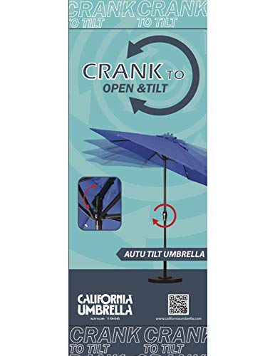 California Umbrella 12-Year Protection 9-Ft Outdoor Patio Umbrella, Sunbrella Fade-Resistant Acrylic Fabric, Auto Tilt and Crank, Heavy-Duty Aluminum Frame/Reinforced Ribs, Bronze Pole, Henna - color: Henna