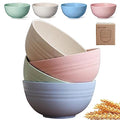 K Y KANGYUN Unbreakable Cereal Bowls - 24 oz Reusable Wheat Straw Bowl- Perfect for Serving Soup, Oatmeal, Pasta, Salad Camping, Picnic Bowls- Dishwasher & Microwave Safe - BPA Free, Sets for 4 - size: Bowl-5.9in