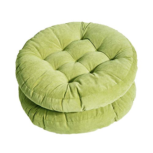 Tiita Outdoor Cushions Square Floor Pillow Thicken Tufted Seat Pad Large Floor Cushion for Yoga Meditation Living Room - color: Round|green, size: 2 Count (Pack of 1)