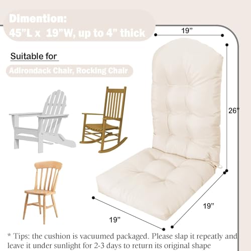 Adirondack Chair Cushion, Waterproof Outdoor Seat Cushions for Patio Furniture, Thick High Back Replacement Pad for Porch Lawn Wicker Dining Desk Chair, Rocking Chair Cushion, Beige - color: Beige