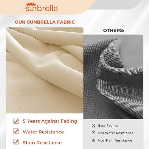 Grand patio 12 FT Sunbrella Cantilever Umbrella with Base Outdoor Aluminum Offset Umbrella with Tilt Adjustment (Flax, 12 FT-SUNBRELLA) - color: Flax-SUNBRELLA, size: 12 FT