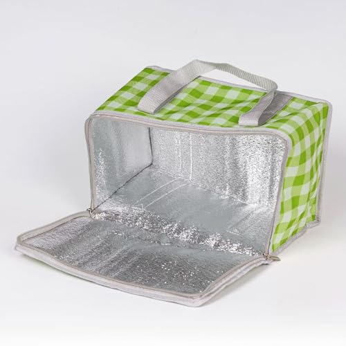 Insulated Picnic Cooler Bag - Zippered Top, Keeps Hot or Cold - Perfect for Picnics, Beach, Food Delivery & Outdoor (13.8x7.9x7.9 in) - color: Green