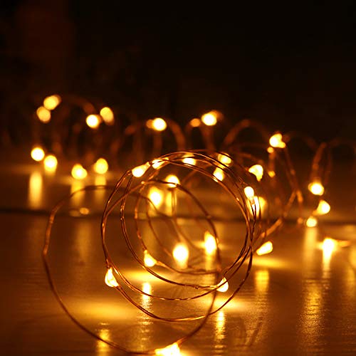 6-Pack 7Ft Starry String Light No Remote Fairy String Lights 20 Micro Starry LEDs On Copper Wire CR2032 Batteries Included,DIY Wedding Centerpiece,Party,Christmas Table Decor (Amber) - color: Amber, size: 7ft