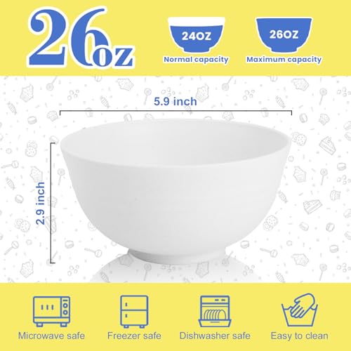 Wheat Straw Bowls 26 OZ, Plastic Bowls Reusable, Unbreakable Cereal Bowls Set of 6, Small Soup Bowl Salad Bowl for Kitchen, Microwave & Dishwasher Safe, White - color: White, size: 26 Oz