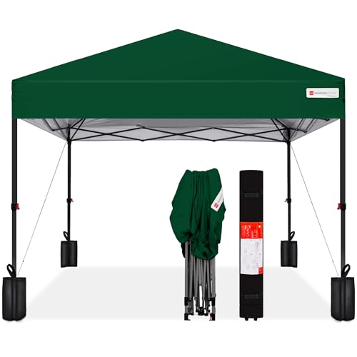 Best Choice Products 10x10ft Pop Up Canopy Tent, Outdoor Shade, 1 Person 1 Minute Set Up, Carry Case, 4 Weight Bags - Forest Green - color: Forest Green, size: 10x10ft