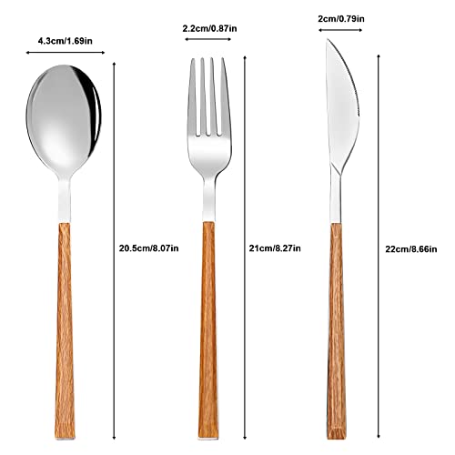 Portable Utensils Set with Case 18/8 Stainless Steel Silverware Sets Reusable Utensils Set Knife Fork and Spoon with Case 3 PCS Set Ideal for Travel Camping - color: Light Brown - 3 PCs
