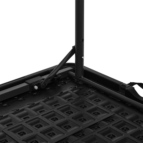 Amazon Basics Portable 4 Ft Rectangular Folding Dining Table, 4 Adjustable Height Settings, Space Saving Fold-in-Half Design and Carrying Handle, Indoor & Outdoor, Washed Black, 47.8 x 23.9 x 33.9 in - color: Washed Black