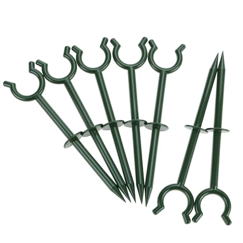 QWORK 3/4" Garden Hose Holder Brackets - 20 Pcs Plastic Outdoor Hose Guide Stakes Support Spike Tool