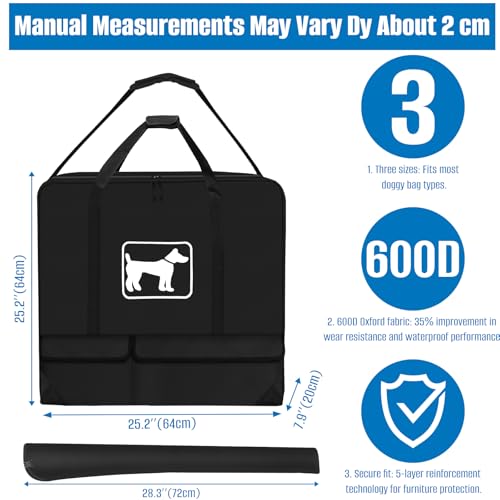 SIRUITON Dog Playpen Storage Bag,Fits 24" H 8 Panels and 9 Stakes Suitable for Foldable Exercise Pet Playpen, Dog Fence Travel Bag with Reinforced Double Handles. (Black, Fits 24in)