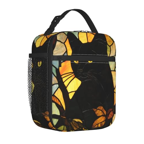 Cute Cat Lunch Box for Kids,Adults,Animal Lovers,Black Kitten Design Insulated Lunchbox,Leakproof Tote Bag,Reusable Cooler Bags for Work,Picnic,Office,Travel,Practical Lunchbag Gifts - color: Cat02