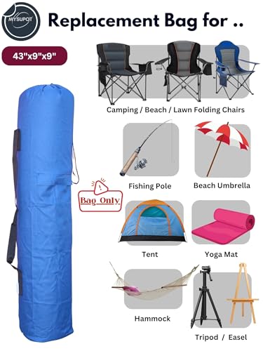 Replacement Bag for Folding Camping Chair, Portable Camp Chair, Hammock, Yoga Mat, Umbrella, Tents, Tripods, Fishing Poles - 420D Oxford Polyester Fabric - color: Blue, size: Large 43"x9"x9" (600D)
