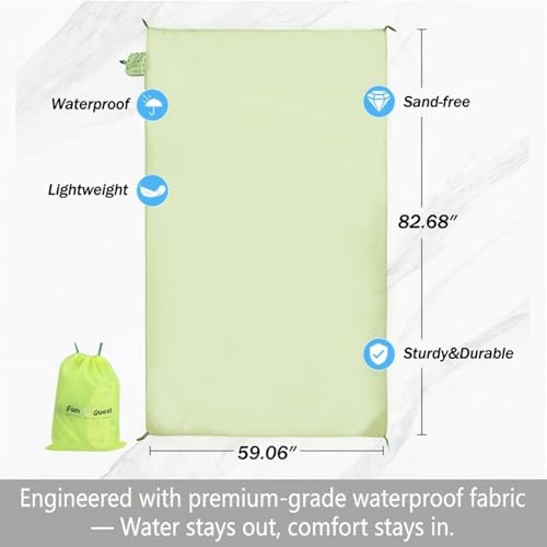 Picnic Blanket Waterproof – Packable Sand Proof Beach Blanket (0.42lb/0.66lb), Compact & Foldable, Fits in Pocket with Integrated Stakes, Ideal for Camping, Hiking, Travel, Concert, Festival - size: 82.68" X 59.06" for 3-4 Persons
