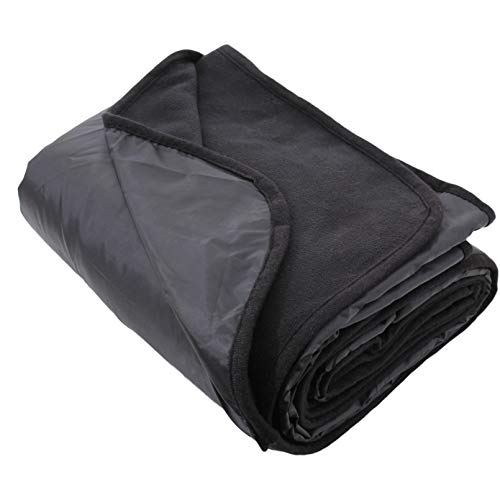 Threadart Personalized Outdoor Rainproof & Windproof Thick Stadium Blanket | for Camping, Picnic, Sports, Festivals, Football, Baseball, Concerts, Parks, Beach 55" x 79" - color: BLACK