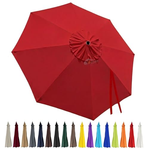 10ft Patio Umbrella Replacement Canopy 8 Ribs, Waterproof & Fade Resistant Market Umbrella Cover, Thickened Polyester Fabric for Backyard, Garden and Pool (Canopy Only) (Red) - color: Red