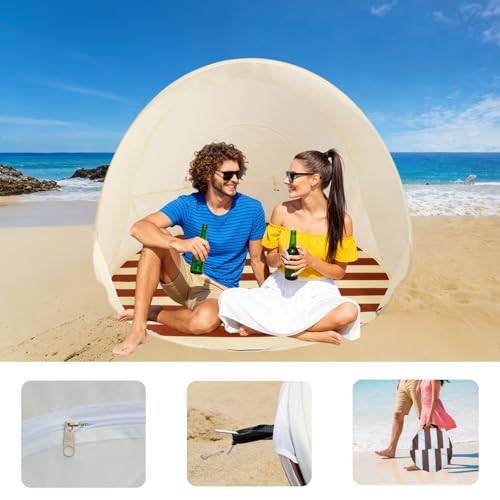 Portable Beach Tent Sun Shelter， UV - Resistant Lightweight Beach Pop Up Tent for Camping Trips, Fishing, Backyard or Beach Picnics Essentials
