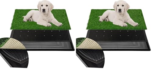 Artificial Grass for Dog Potty – 16x20 inch,Strong Absorbency Grass Pad, Dog Grass Pad with Tray, Dog Potty Training Pad, Dog Litter Box with Grass (Small) (Pack of 2) - size: 16" x 20" (Pack of 2)