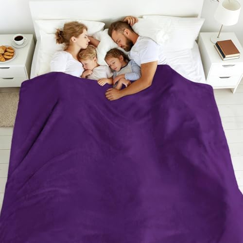 Edenleaf Big Oversized Soft Fleece Blanket, Giant California King Warm Blanket for Whole Family, Bed, Sofa, Couch, Travel and Camping 120x120 Purple - color: Purple