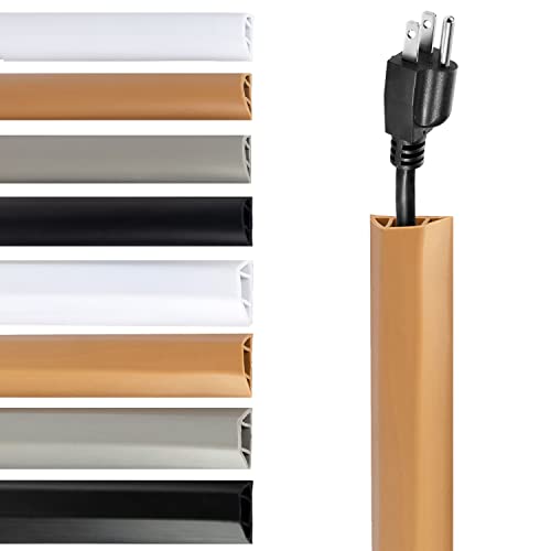 Rubber Bond TV Cord Hider Cable Protector - Strong Self Adhesive Wall Cord Cover Cable Hider - Low Profile Cable Management Wall Cord Concealer Cable Raceway - color: Brown - One Thick Cord, size: 4 Feet