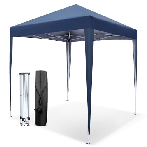 VINGLI 6.5x6.5 Pop Up Canopy Tent, Outdoor Tent Canopies Foldable Portable Canopies for Camping, Patio, Parties, EZ Up Gazebo Canopy with Carry Bag (Blue) - color: Blue, size: 6.5x6.5