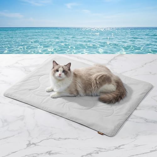 ZOMISIA Premium Cooling Blanket for Small Dogs - Q-MAX>0.5 Cold Breathable Washable Pet Mat, Travel Soft Dog Summer Essentials, Grey, 25"x35" - color: Grey, size: S(25x35")