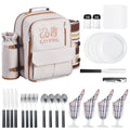 VEVOR Picnic Backpack, Beach Picnic Backpack Bag for 4 Person with Insulated Cooler Compartment, Detachable Bottle/Wine Holder, Lightweight Blanket, Plates & Cutlery Set for Outdoor, Hiking, Camping - size: single layer for 4 & gray