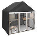 Catio Cover, 72" L x 48" W x 72" H Waterproof Cover for Outdoor Cat Enclosure, 420D Cat Cage Cover for PetsCosset Catios, Black (Catio Not Included) - size: 72.0"L x 48.0"W x 72.0"H