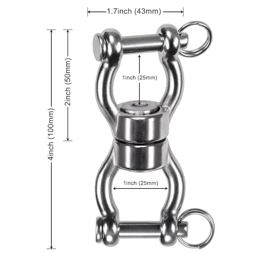 SELEWARE Silent Bearing Swing Swivel, 360° Rotational Device Hanging Accessory with Removeable Buckle for Tree Swing, Hammock Chair, Climbing Rope, Yoga, Kids Swing Swivel 1202LB Capacity - color: Swivel - Style B, 2 Pack
