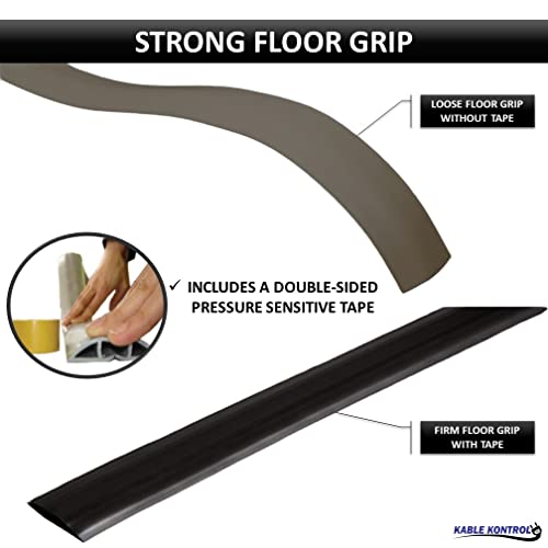 Kable Kontrol Floor Cord Cover kit - 15 Feet Long Tan Plastic Cable Protector, Hides Cords and Conceals Wires, for Extension Cord Cable Management, Channel Size 0.75” W x 0.43” H - color: Tan, size: 15 Feet Long