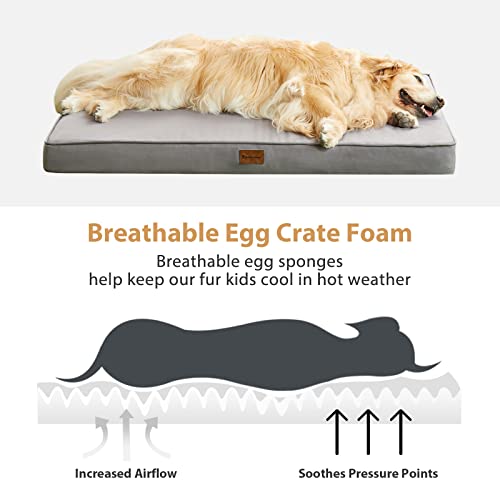 BFPETHOME Outdoor Dog Beds for Large Dogs, Waterproof Dog Bed for Medium, Large, Extra Large Dogs, Orthopedic Pet Bed with Removable Washable Cover, Egg Crate Foam Pet Bed Mat. (30 x 20in, Grey) - color: Grey, size: 30.0"l X 20.0"w X 3.0"th
