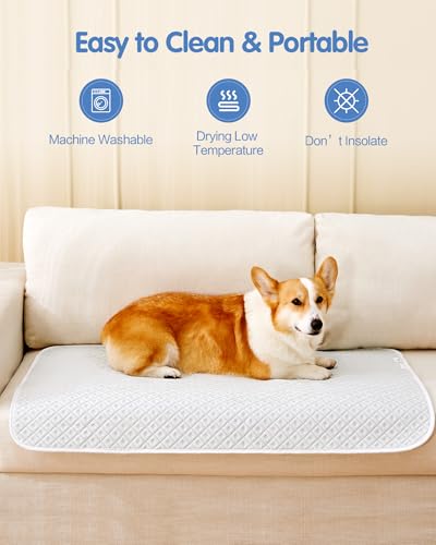 Dog Cooling Mat - Instant Cooling Pet Bed for Dogs & Cats, 6-12°F Drop, Non-Toxic & Machine Washable, Anti-Slip Bottom, Cool Mat for Indoor & Travel Use Light Gray 36" x 24" - color: Light Gray, size: L (36" x 24")